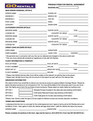 Presign Form for Rental Agreement