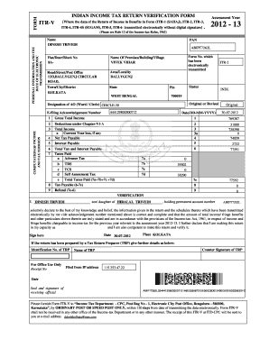 Indian Income Tax Return Verification Form ITR-V