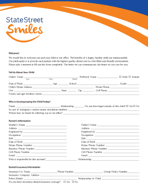 Child Dental Intake Form