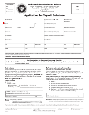 Orthopedic Foundation for Animals Thyroid Database Application
