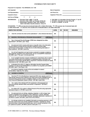 Information Security Inspection Form