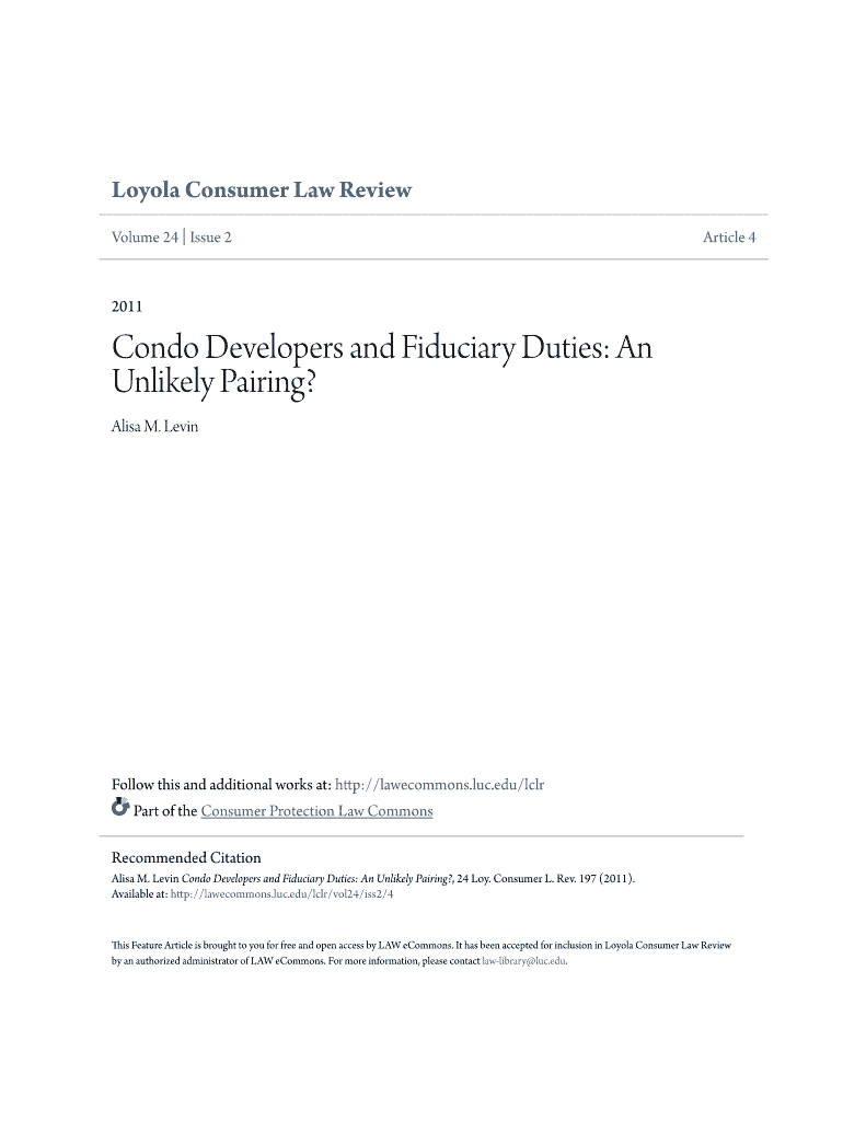 Fillable Online Condo Developers and Fiduciary Duties An Fax Email