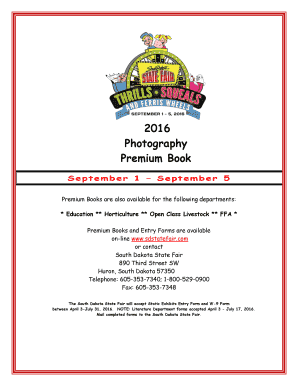 South Dakota State Fair Static Exhibits Entry Form