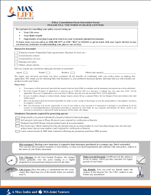 Max Life Insurance Policy Cancellation Form