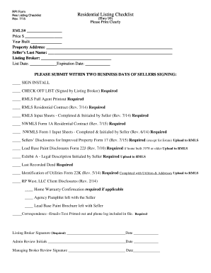 Residential Listing Checklist