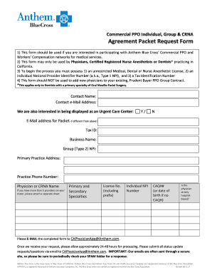 Anthem Blue Cross Physician Contract Request Form