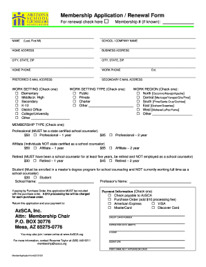 Arizona School Counselor Association Membership Application