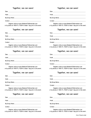 Weekend To Remember Group Registration Form