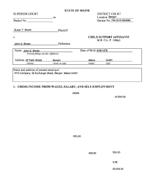 Child Support Affidavit
