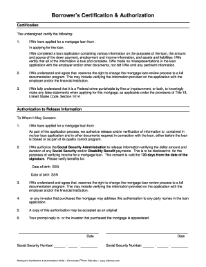 Borrower’s Certification & Authorization