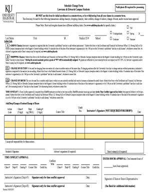 KU Schedule Change Form