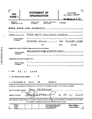 FEC Form 1 Organization Statement
