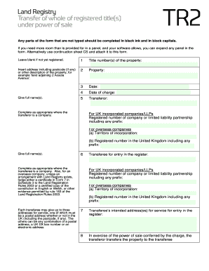 Fillable Online Under power of sale whole transfer TR2 - Govuk Fax ...