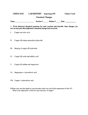 CHEM 2115 LAB REPORT Experiment 3 Chem I Lab