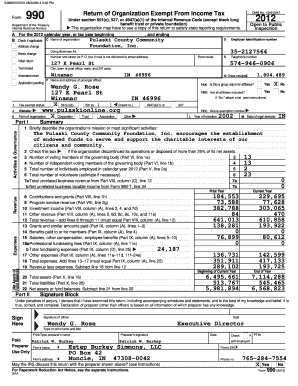 Form 990 Tax Exempt Organization Return