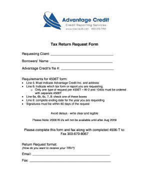 Tax Return Request Form