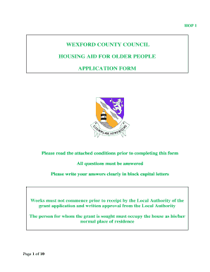 Housing Aid for Older People Application Form