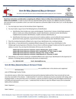 Vote by Mail Absentee Ballot Affidavit