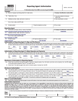 IRS Form 8655 Reporting Agent Authorization