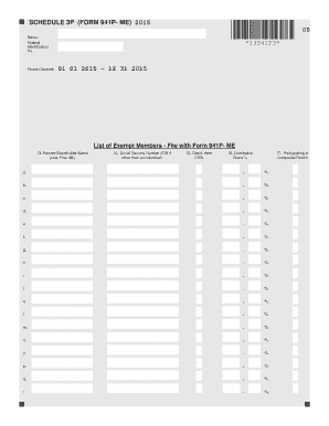 Schedule 3P Form 941P-ME 2015