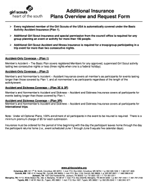 Girl Scouts Additional Insurance Request Form