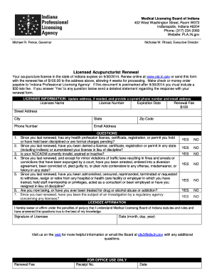 Licensed Acupuncturist Renewal Form
