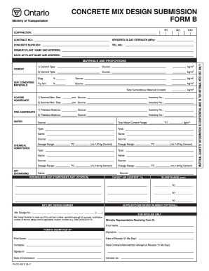 Concrete Mix Design Submission Form