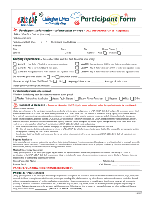 LPGA-USGA Girls Golf Participant Form