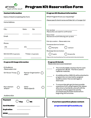 Girl Scouts Program Kit Reservation Form