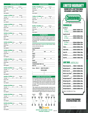 Tire Rotation Record Form