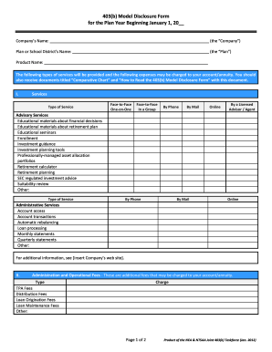 403(b) Model Disclosure Form