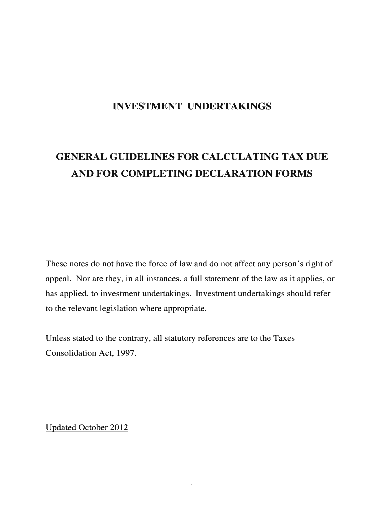 Fillable Online Investment Undertakings. General guidelines for