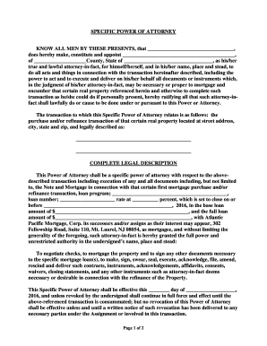 Specific Power of Attorney for Real Estate Transaction