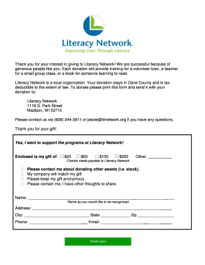 Literacy Network Donation Form