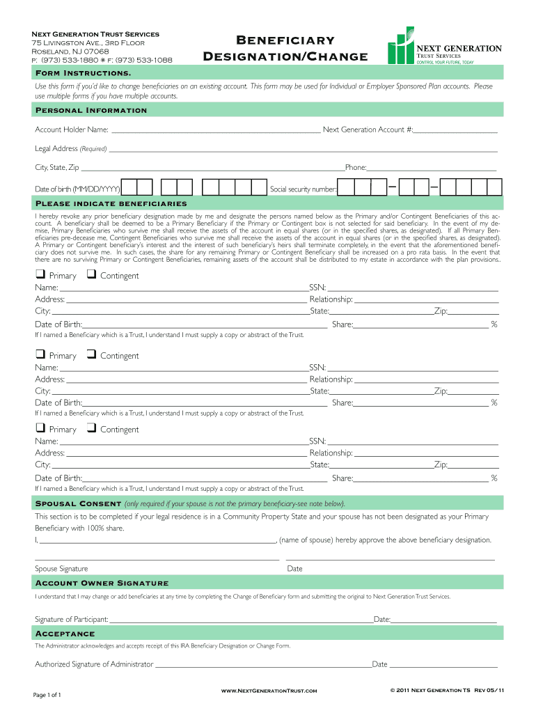 Fillable Online Next Generation Trust Services 75 Livingston Ave Fax