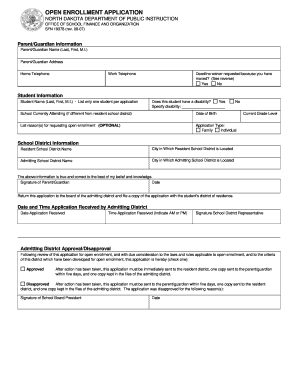 North Dakota Open Enrollment Application