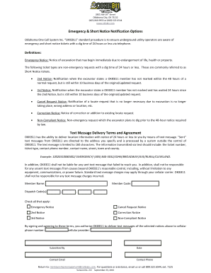 OKIE811 Emergency and Short Notice Notification Agreement
