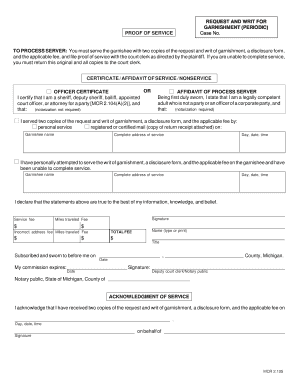 Request and Writ for Garnishment