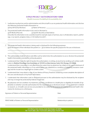 HIPAA Privacy Authorization Form