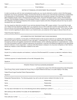 OrthoTennessee Financial Relationship Notice and Authorization