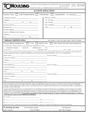 TC Moulding Account Application