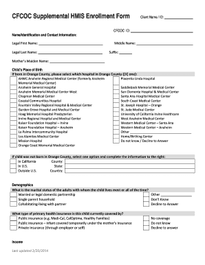 CFCOC Supplemental HMIS Enrollment Form