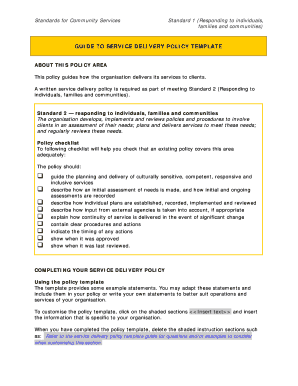 Community Service Delivery Policy Template
