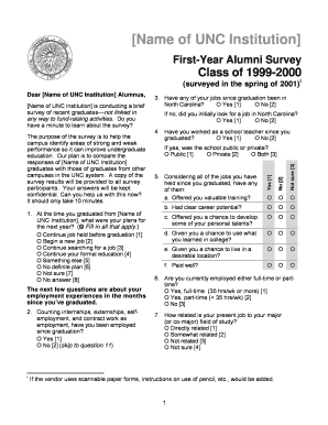 UNC First-Year Alumni Survey