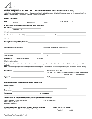 Patient Request to Access Protected Health Information