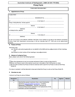 Australian Institute of Radiography Proxy Form