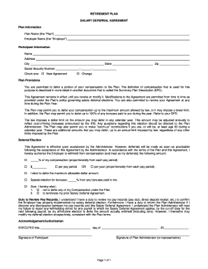 Salary Deferral Agreement