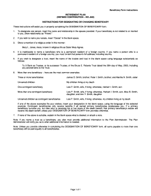 Retirement Plan Beneficiary Designation Form