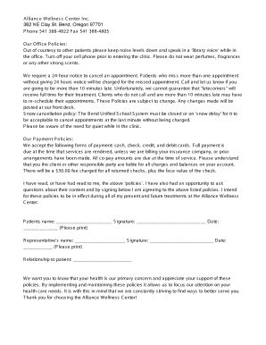 Alliance Wellness Center Office Policies