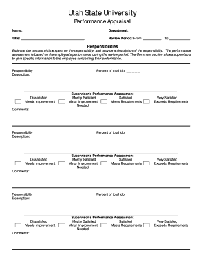 Utah State University Performance Appraisal Form